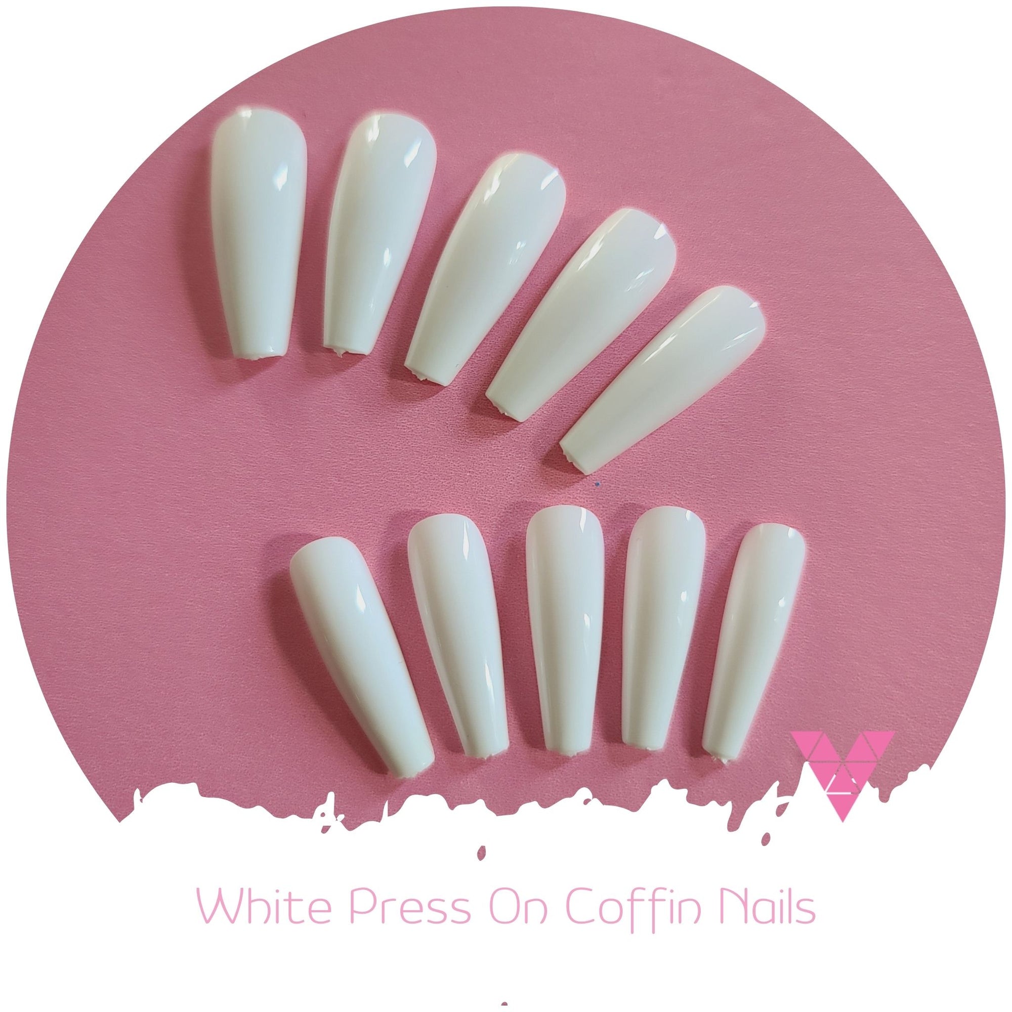 White Press On Coffin Nails