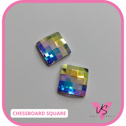 Chessboard Square Shape Flatback Crystal