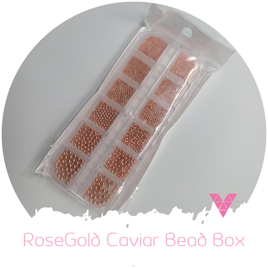 Caja de cuentas de caviar de oro rosa