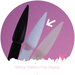 White Long Stilleto Tip Fan Display