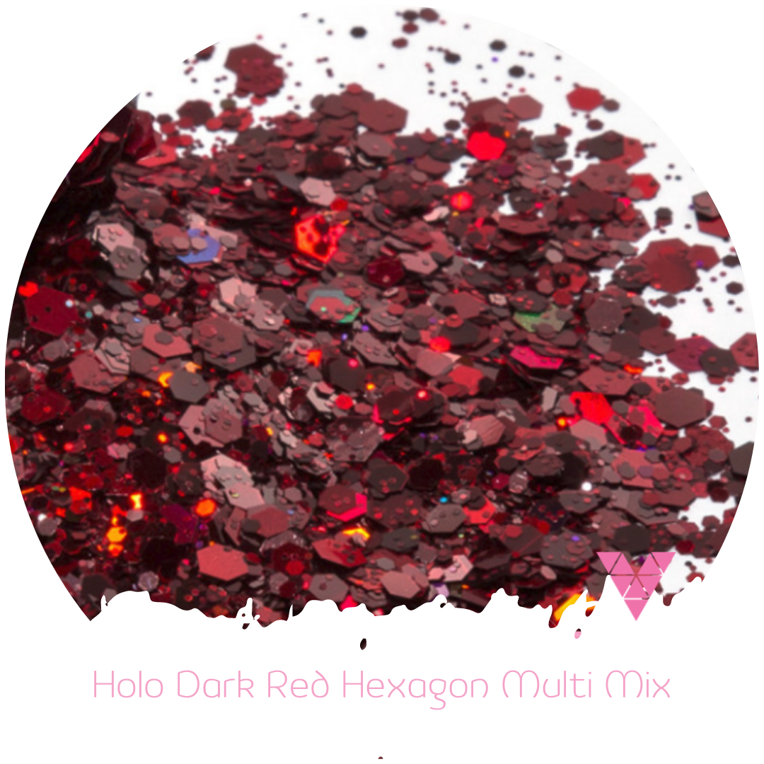 Holo Dark Red Hexagon Multi Mix