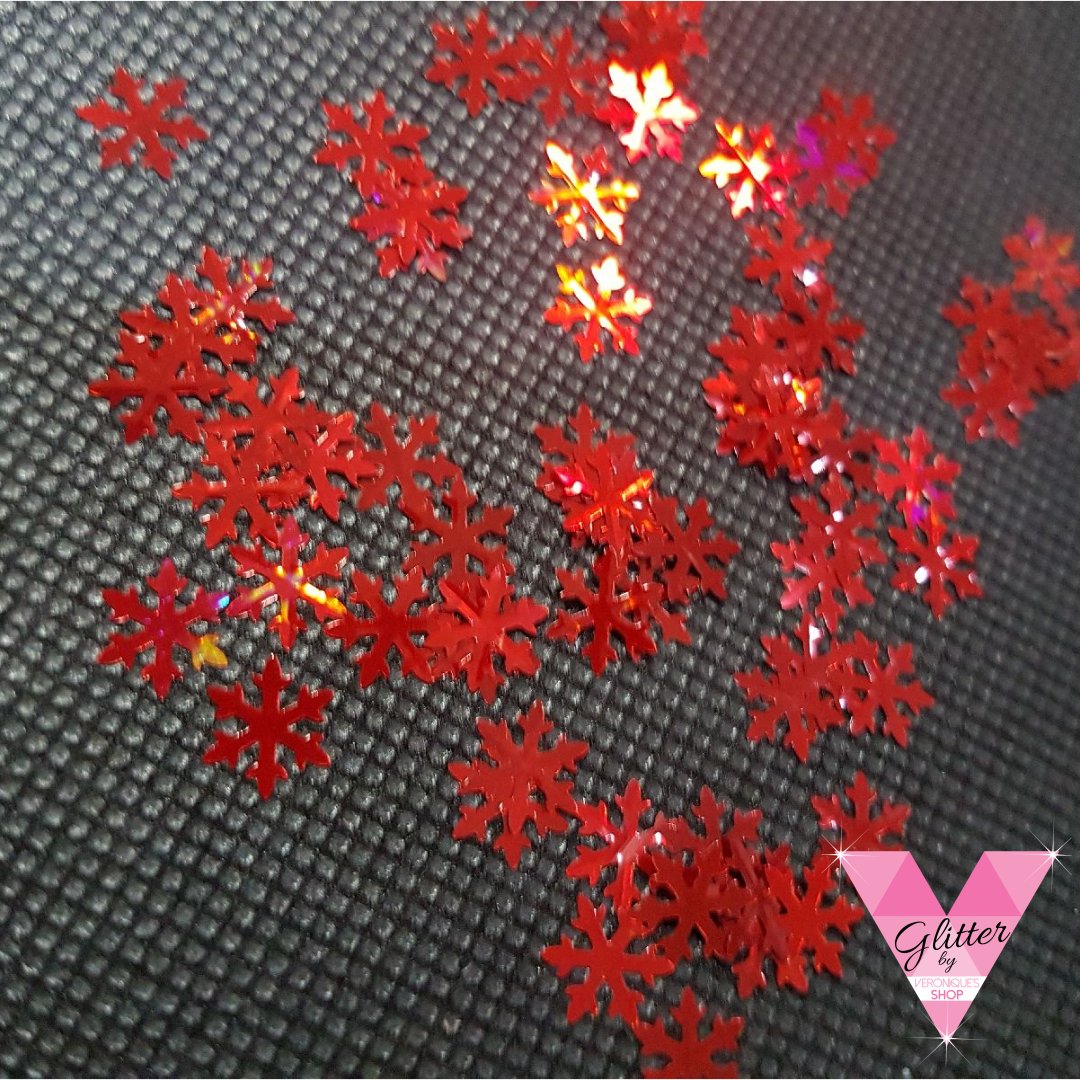 8mm Snow Flakes Red